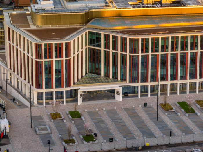 Aerial view of St Mungo Square outside the ARC