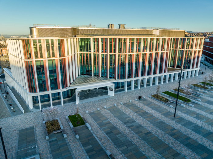 Aerial view of St Mungo Square outside the ARC