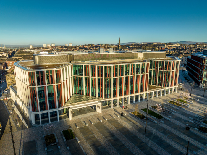 Aerial view of St Mungo Square outside the ARC