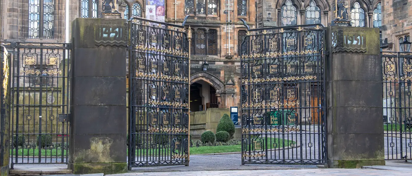 The Memorial Gate at the Gilbert Scott Building