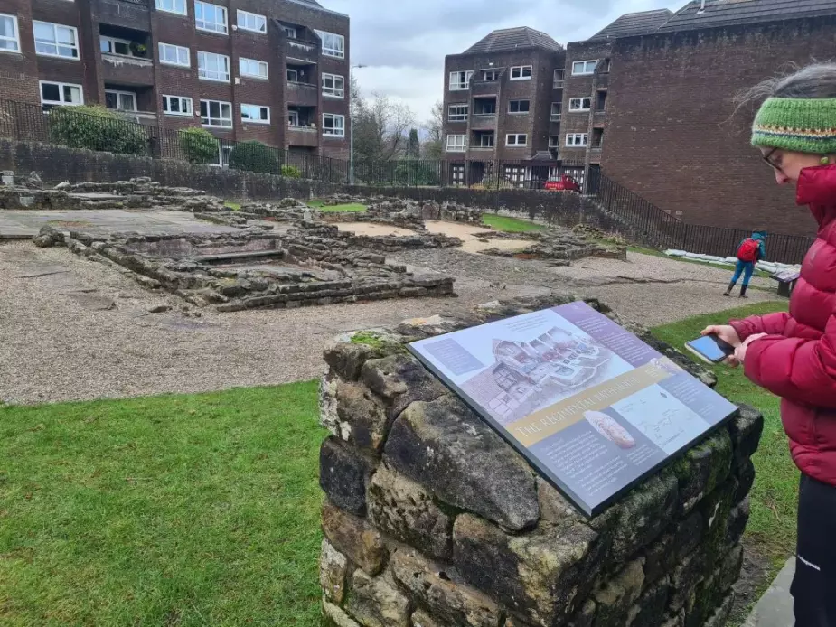 Alison Phipps overlooking remains of Bearsden bath house