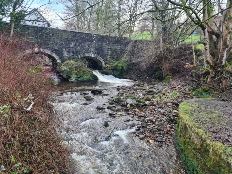 Small stone bridge over Forth and Clyde Canal at Old Kilpatrick