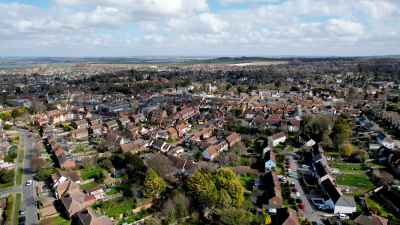 An arial shot of an area of housing in the UK