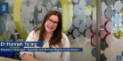 Still from UofG branded YouTube video of woman with brown hair, glasses and white blouse. Title says 'Dr Hannah Telling, Research Manager, Equality and Human Rights Commission'