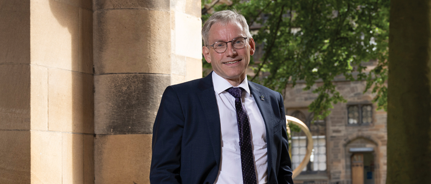 Professsor Andy Scofield at the University of Glasgow cloisters