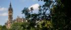 the University Tower and trees in Kelvingrove Park