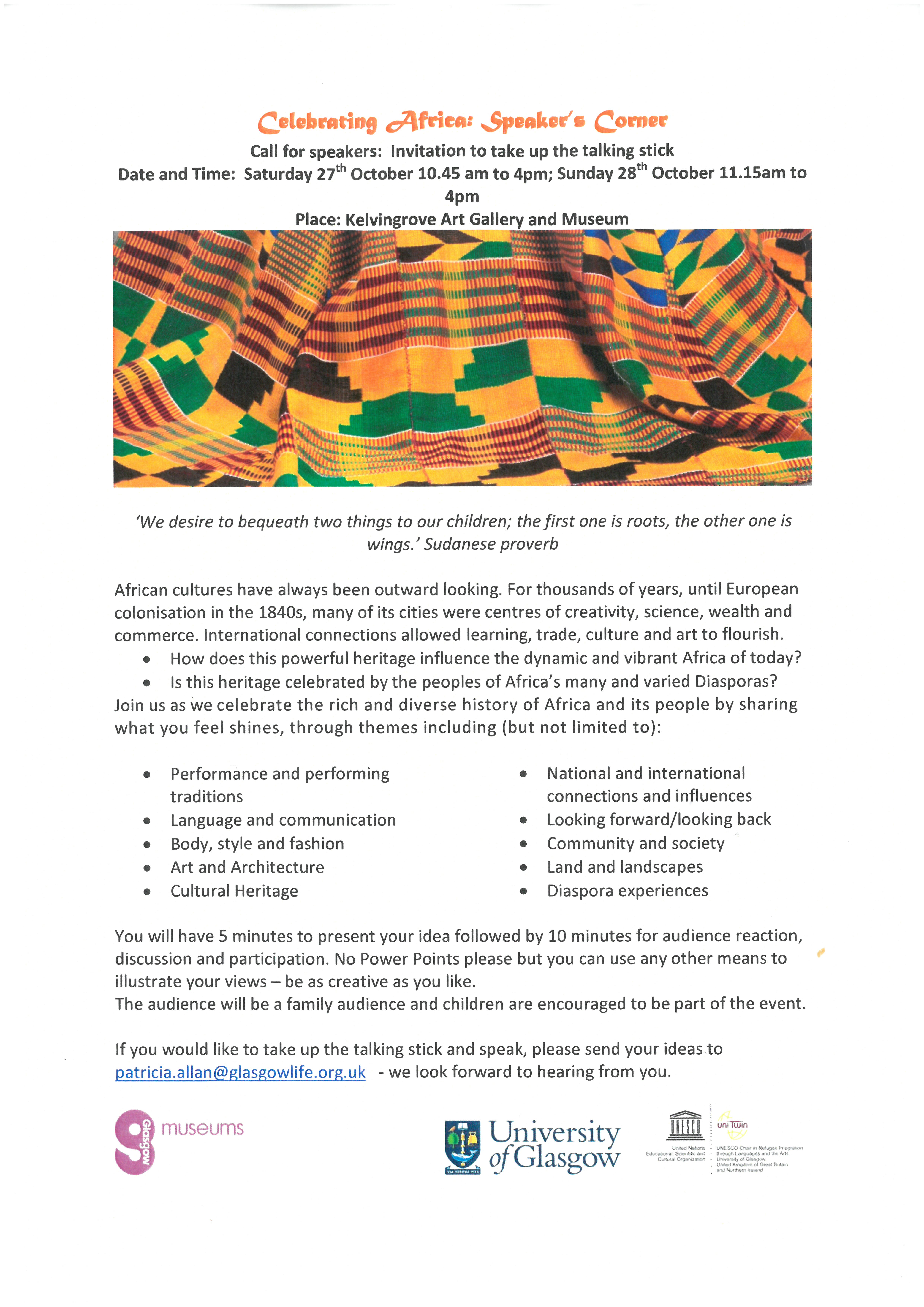 Call for speakers for Celebrating Africa 27/28 October 2018