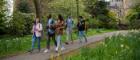 A group of students walking through the University campus