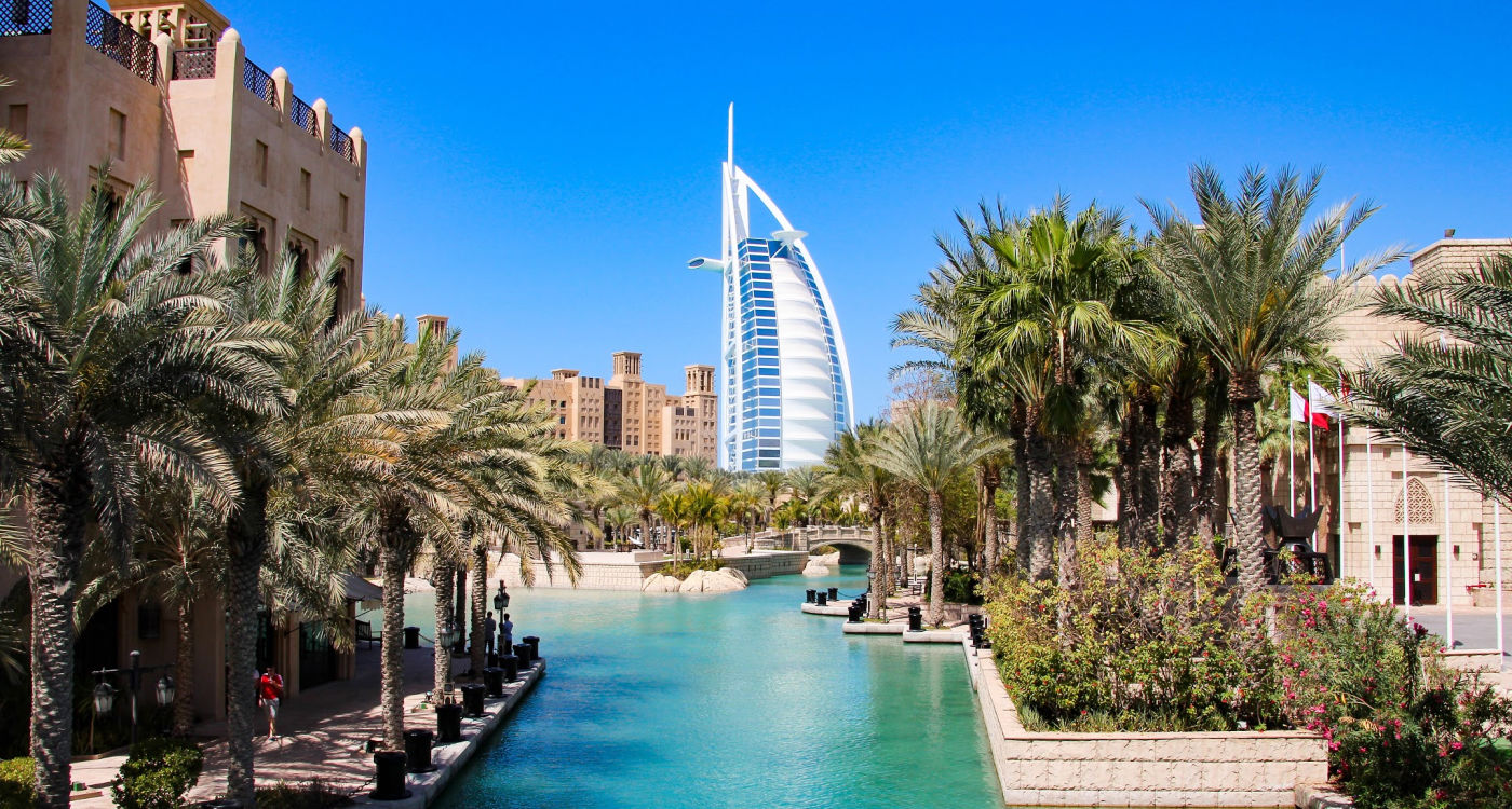 Burj al Arab seen from Madinat Jumeirah in Dubai