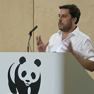 Gareth Redmond-King speaking while at WWF