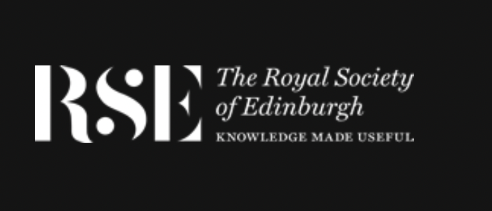 The Royal Society of Edinburgh logo. White text on blakc backgrouns saying