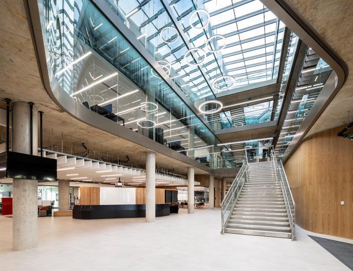 Inside the ARC's atrium facing the stairs and reception area