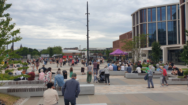 Locals enjoying the ARC at 1 celebrations on St Mungos Sqaure