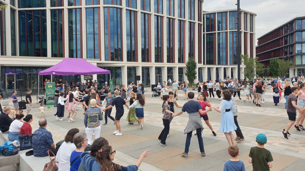 Locals enjoying the ARC at 1 celebrations on St Mungos Sqaure