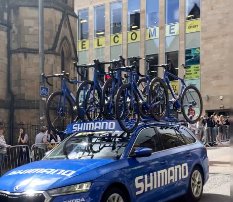 Support car goes past our sports building